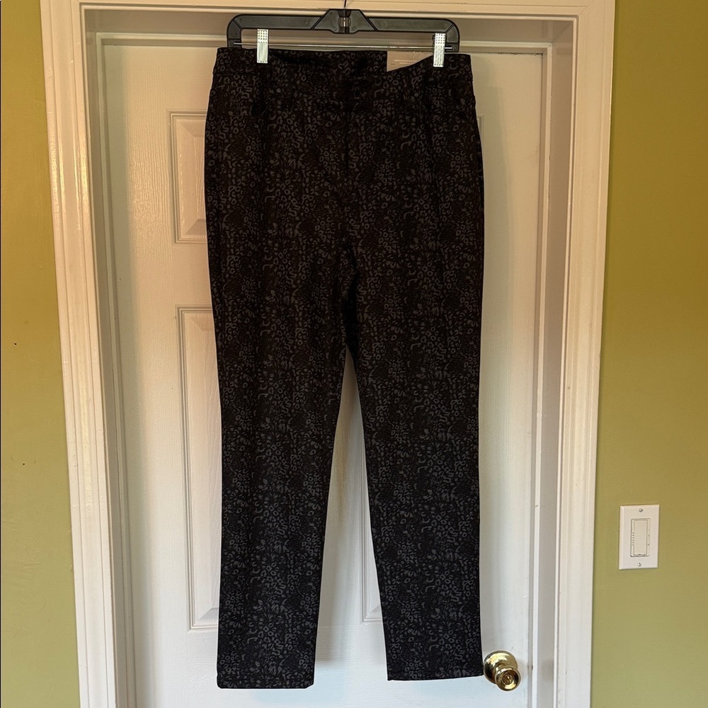 NWT Chico's Dark Patterned Black & Gray Dress Pants - size 10 R